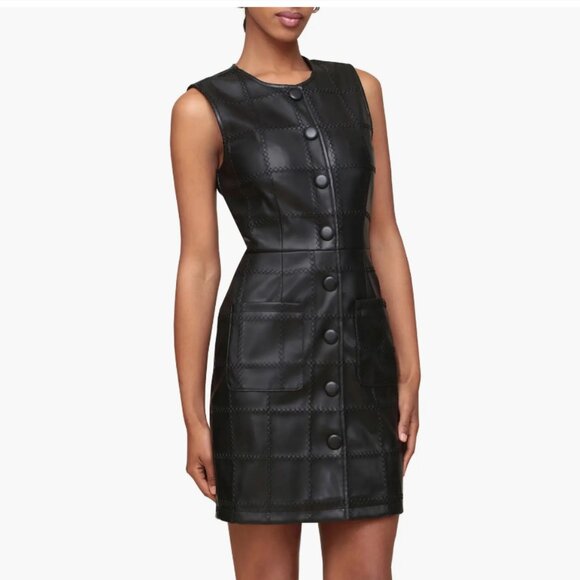 NWT AVEC LES FILLES | Textured Faux-Ever Leather Mini Dress - Picture 4 of 17
